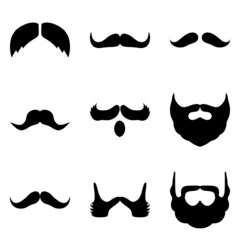 Beards&mustache Flat Icon Set Isolated On White Background