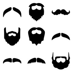 Beards&mustache Flat Icon Set Isolated On White Background