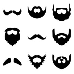 Beards&mustache Flat Icon Set Isolated On White Background