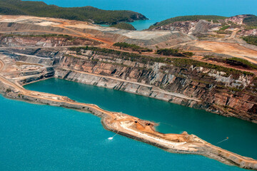A section of the flooded Koolan Island iron ore mine off the West Kimberley coast of Western...