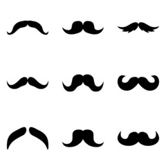 Mustache Flat Icon Set Isolated On White Background