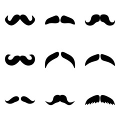 Mustache Flat Icon Set Isolated On White Background