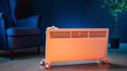 Electric heater on floor at home