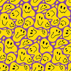 Distorted Smile Vector Seamless Pattern Design