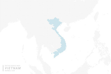 Fototapeta na wymiar ベトナムを中心とした、青いドットマップ。　中サイズ。