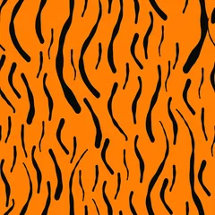 Cercles muraux Orange Motif tigre. Texture animale. Motif rayé sans couture. Modèle vectoriel avec différentes rayures.