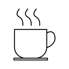 Hot mug icon. Smoke symbol. Beverage sign. Drink logo. Outline shape. Simple design. Vector illustration. Stock image. 