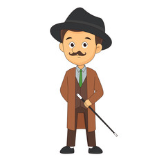 Victorian gentleman wearing coat and cane flat Vector Image