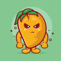 angry mango fruit character mascot isolated cartoon in flat style design
