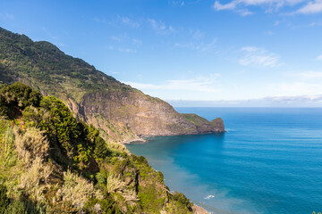 Fototapeta na wymiar Porto da Cruz on the heights towards the sea, Madeira