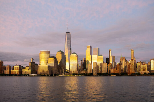 New York city lower Manhattan downtown skyline at twilight