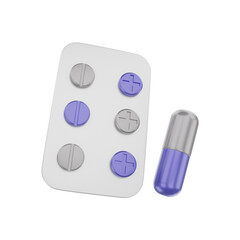 3d rendering of medical pills and capsules treatment, can be used for web, apps, infographics, etc