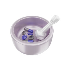 3d rendering of medical pill and capsule crusher tool, can be used for web, apps, infographics, etc