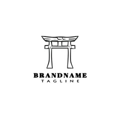 torii japanese symbol logo cartoon icon design template black isolated vector illustration
