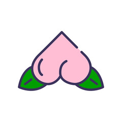 Heart shaped Chinese peach. Lunar New Year symbol. Pixel perfect, editable stroke colored icon
