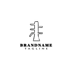 Obraz premium wooden dummy for training martial art logo cartoon icon design template black isolated vector illustration