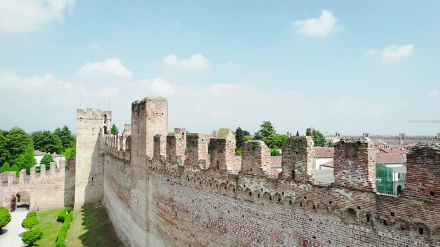 4K drone view of the medieval walled city Cittadella