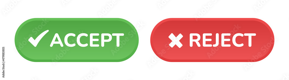 Poster Accept and reject sign button icon vector isolated on white background.