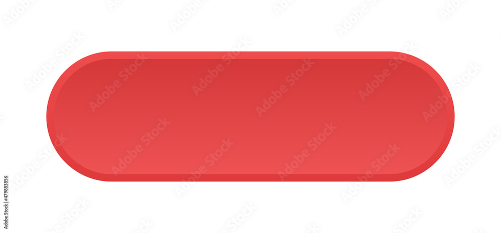 Poster red blank square, 3d push button isolated on white background.