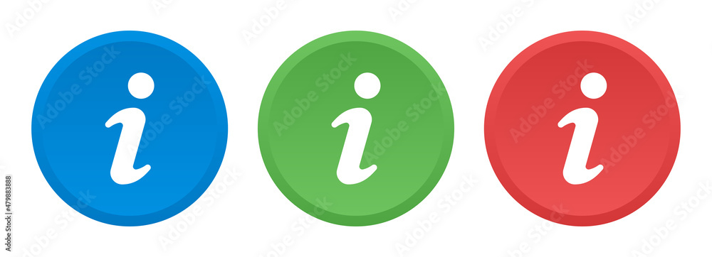 Poster info sign button icon set.