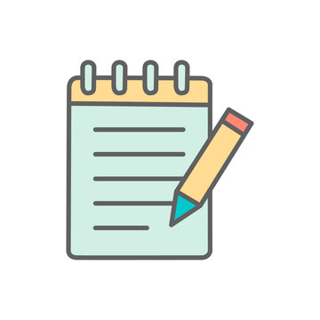 recommend clip art: Writing icon in color icon, isolated on white background 