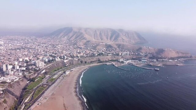 Aerial Drone View Of The Lima Coasta Verde Beach