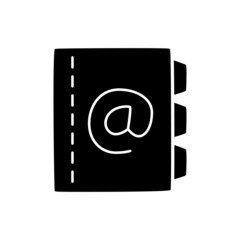 Address Book Icon in black flat glyph, filled style isolated on white background