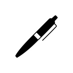 Pen Icon in black flat glyph, filled style isolated on white background