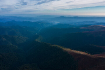 Fototapeta na wymiar Aerial view on mountain range