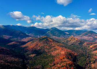Aerial view on Autumn forest in the mountains