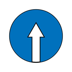 Proceed straight ahead sign. Road traffic. Mandatory icon. Navigation concept. Vector illustration. Stock image. 