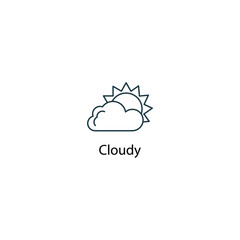 Cloudy icon thin line stock illustration. Weather forecast line icon, isolated on white background, weather stroked symbol. 