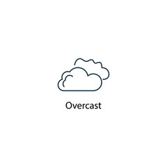 Overcast icon thin line stock illustration . Weather forecast line icon, isolated on white background, weather stroked symbol. 