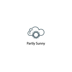 Partly sunny icon thin line stock illustration . Weather forecast line icon, isolated on white background, weather stroked symbol. 