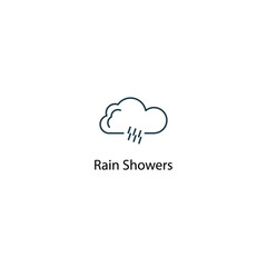  Rain shower icon thin line stock illustration . Weather forecast line icon, isolated on white background, weather stroked symbol. 