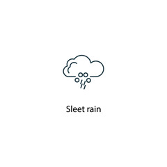Sleet rain icon thin line stock illustration..Weather forecast line icon, isolated on white background, weather stroked symbol. 