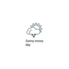 Sunny snowy day icon thin line stock illustration.. Weather forecast line icon, isolated on white background, weather stroked symbol. 
