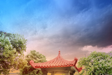 Fototapeta premium Chinese gazebo building on the park