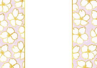 金色の桜の花と麻の葉模様の背景素材