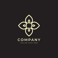 luxury flower line logo design