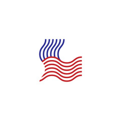 letter L america flag logo design
