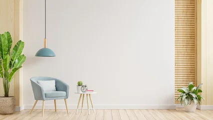Fototapeten Modern minimalist interior with an armchair on empty white wall background. © Vanit่jan