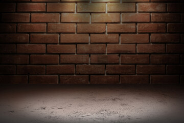 brick wall dark night street dim light from top for texture background