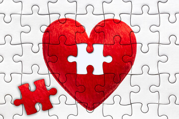 last piece to complete heart jigsaw puzzles for full fill love together concept
