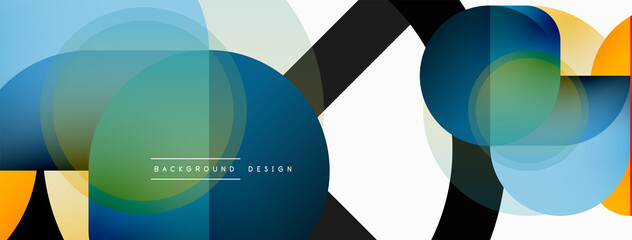 Obraz premium Creative geometric wallpaper. Minimal circle triangle and square line abstract background. Vector illustration for wallpaper banner background or landing page