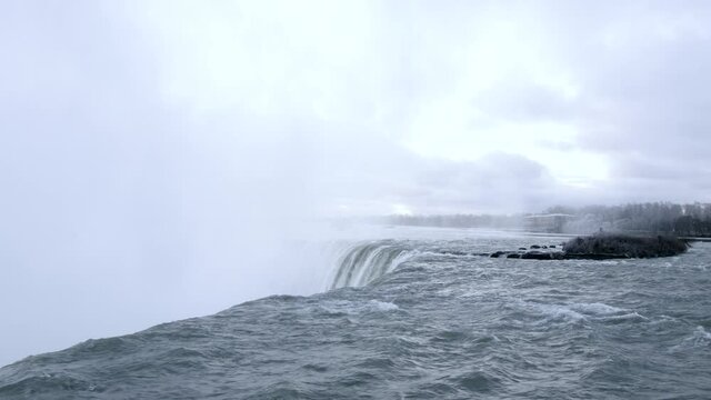 A time-lapse of Niagara Falls during sunrise.