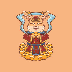 Hand drawn cartoon illustration design of the Chinese Lunar New Year of the rabbit

