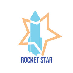 The rocket with a star logo template