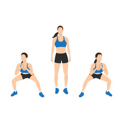 Obraz na płótnie Canvas Woman doing Side to side squats exercise. Flat vector illustration isolated on white background