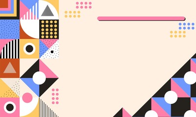 Obraz premium Abstract Geometric blue, black, cream, yellow and brown background. Geometry shapes background, Wallpaper, banner and invitation.